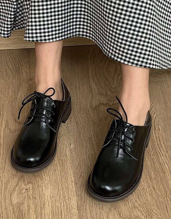 Chaussures Mary Jane En Cuir À Bout Rond Pour Femmes