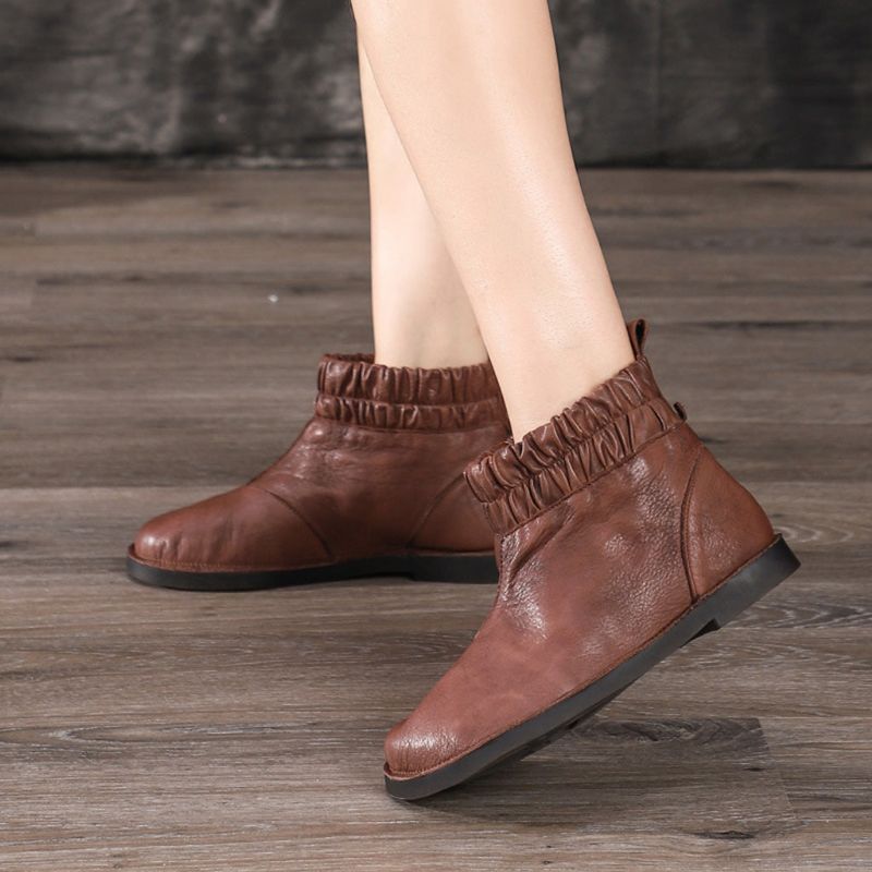 Automne Hiver Cuir Confortable Bottes Courtes Pour Femmes Rétro | Chaussures Cadeaux