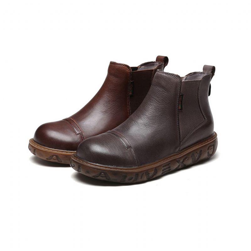 Automne Hiver Cuir Rétro Soft Bottom Bottes Courtes Pour Femmes | Chaussures Cadeaux