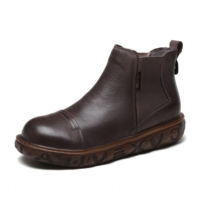 Automne Hiver Cuir Rétro Soft Bottom Bottes Courtes Pour Femmes | Chaussures Cadeaux