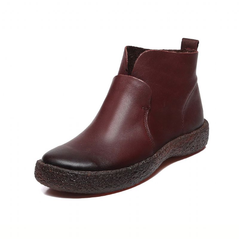 Automne Hiver Retro Leather Plus Velvet Bottes Courtes Pour Femmes | Chaussures Cadeaux