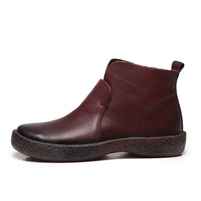 Automne Hiver Retro Leather Plus Velvet Bottes Courtes Pour Femmes | Chaussures Cadeaux