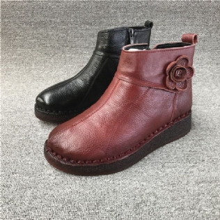 Bottes D'automne Et D'hiver En Cuir Rétro Pour Femmes 35-41