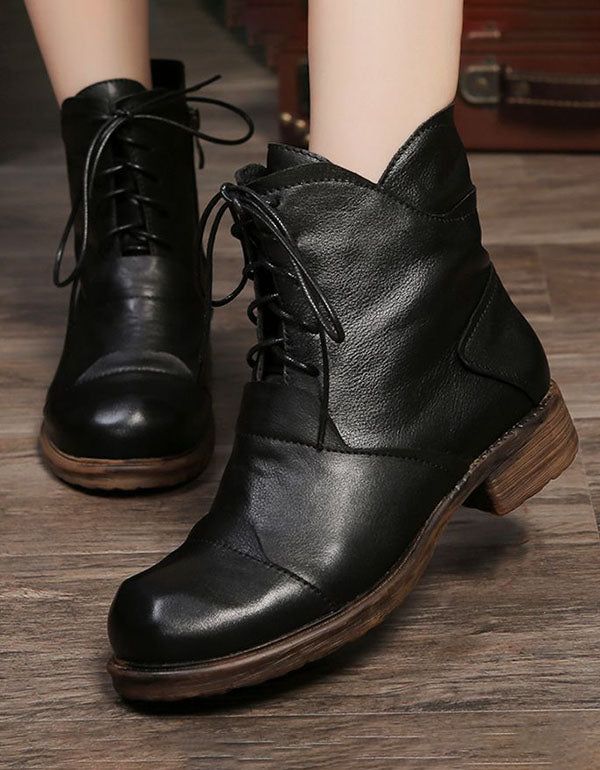 Bottes Courtes Britanniques Pour Femmes En Cuir Faites À La Main