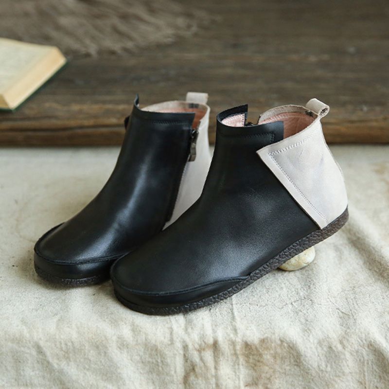 Bottes Courtes Confortables En Cuir Rétro Pour Femmes | Chaussures Cadeaux