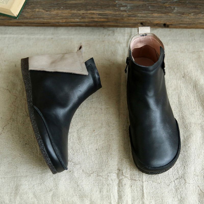 Bottes Courtes Confortables En Cuir Rétro Pour Femmes | Chaussures Cadeaux