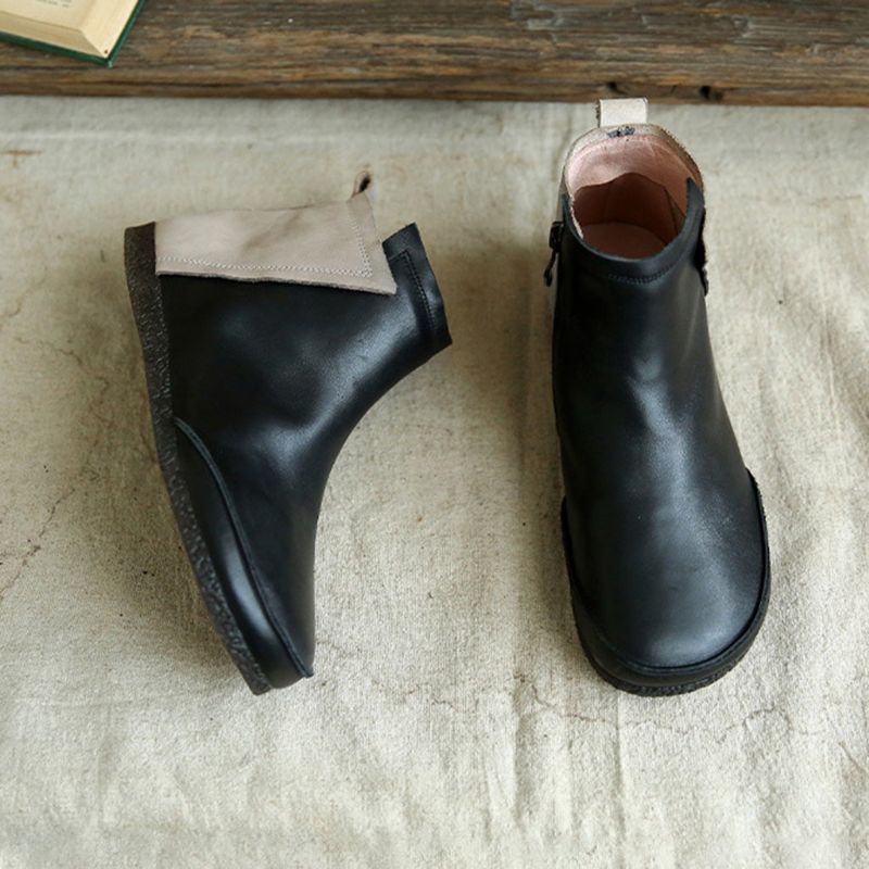 Bottes Courtes Confortables En Cuir Rétro Pour Femmes | Chaussures Cadeaux