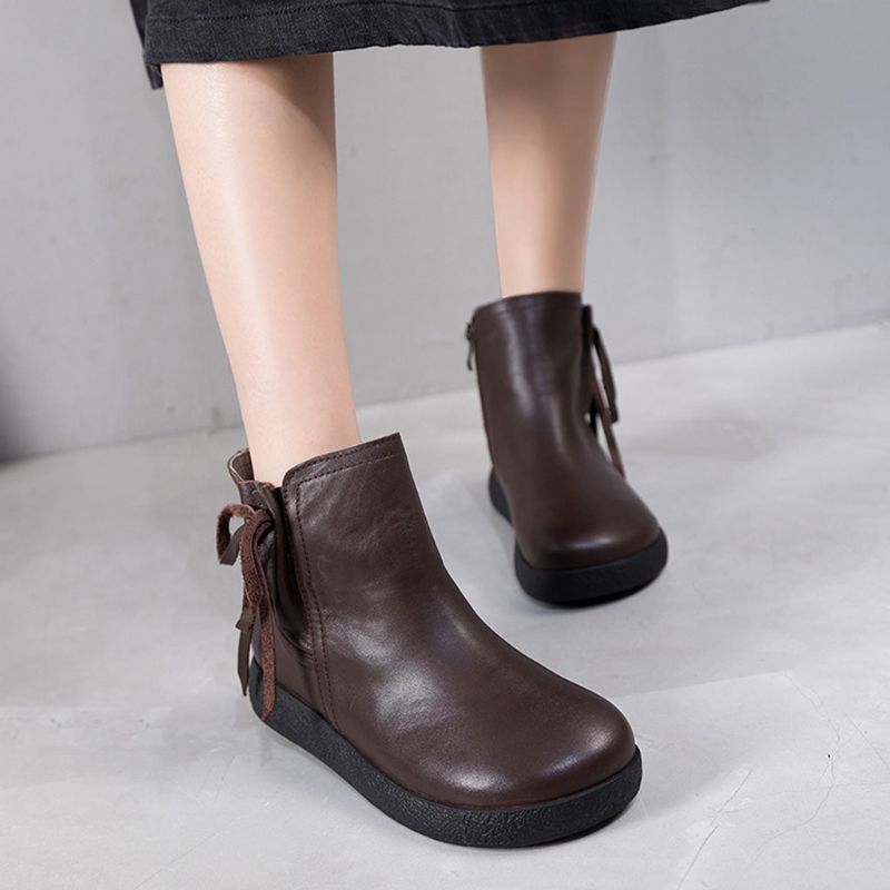 Bottes Courtes En Cuir Décontractées Rétro Automne Hiver | Chaussures Cadeaux