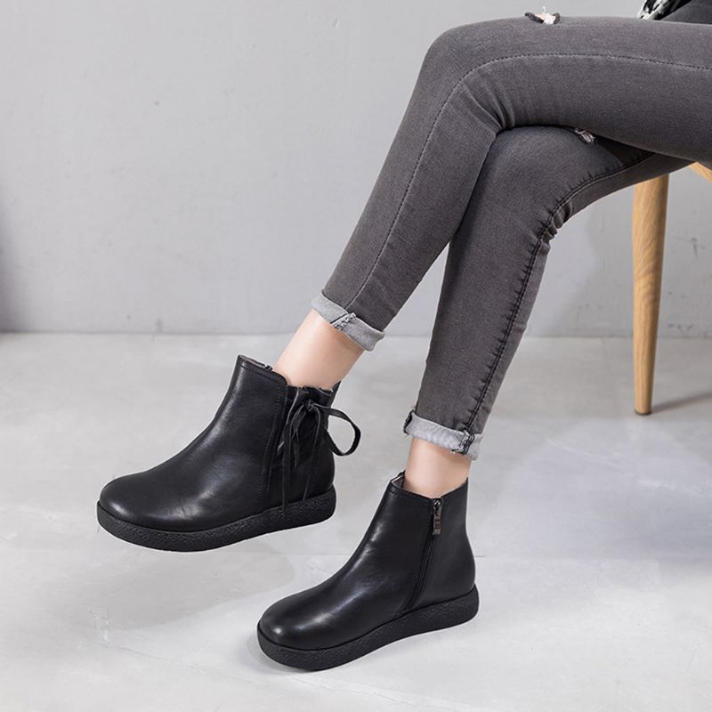 Bottes Courtes En Cuir Décontractées Rétro Automne Hiver | Chaussures Cadeaux