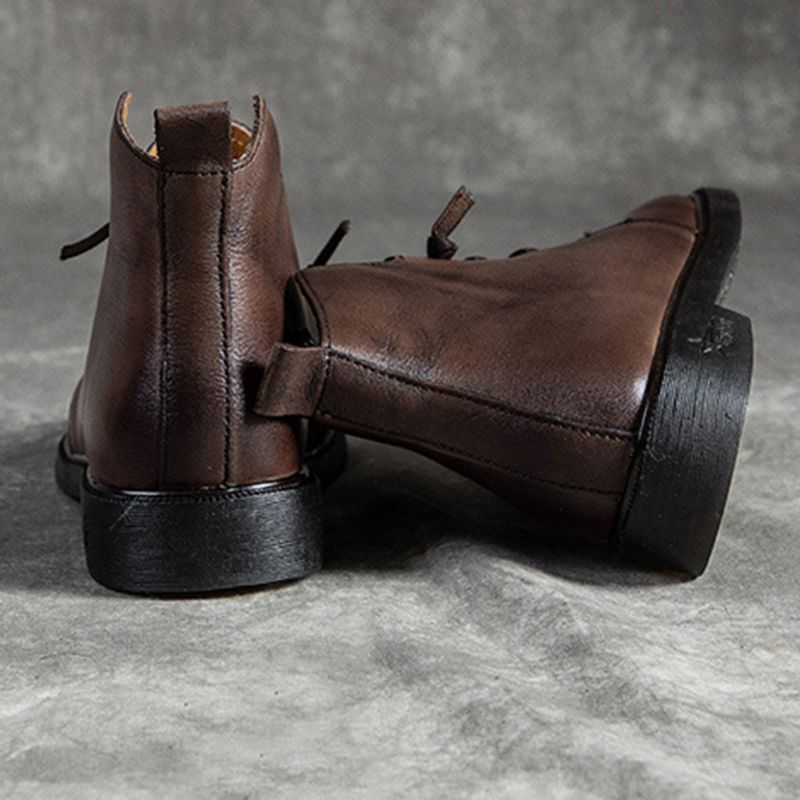 Bottes Courtes En Cuir Décontractées Rétro | Chaussures Cadeaux