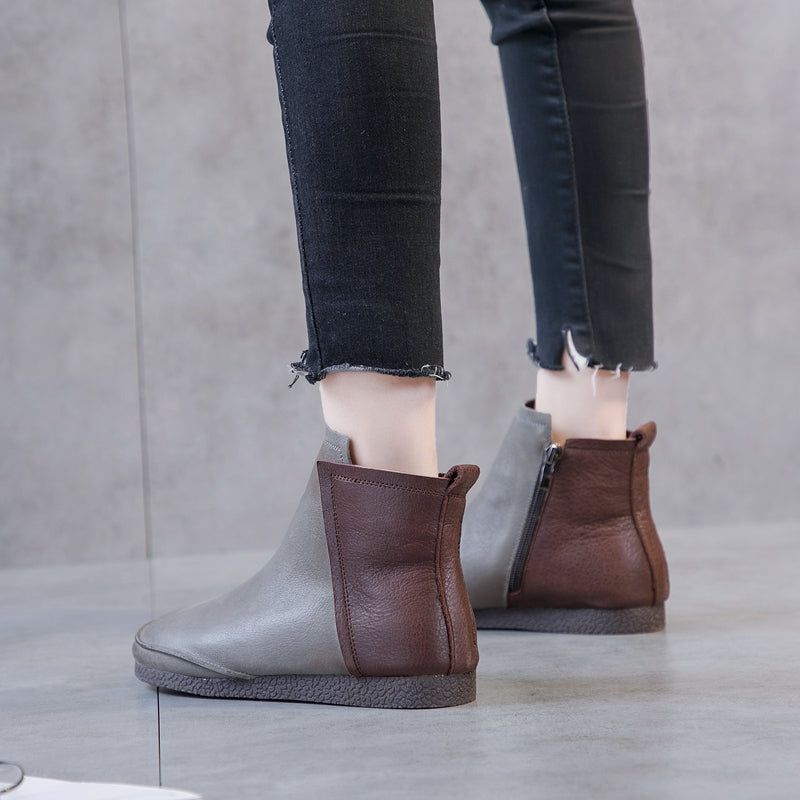 Bottes Courtes En Cuir Pour Femmes Automne Hiver