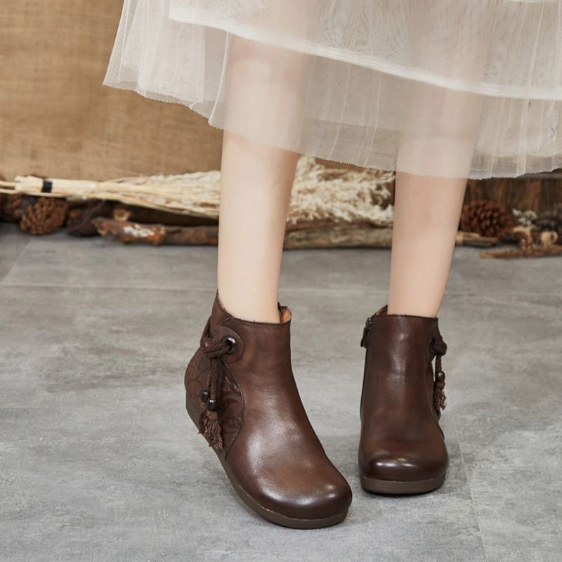 Bottes Courtes En Cuir Rétro Faites À La Main | Chaussures Cadeaux