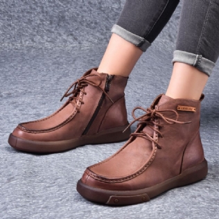 Bottes Courtes En Cuir Rétro D'hiver | Chaussures Cadeaux