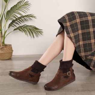 Bottes Courtes En Cuir Rétro D'hiver | Chaussures Cadeaux