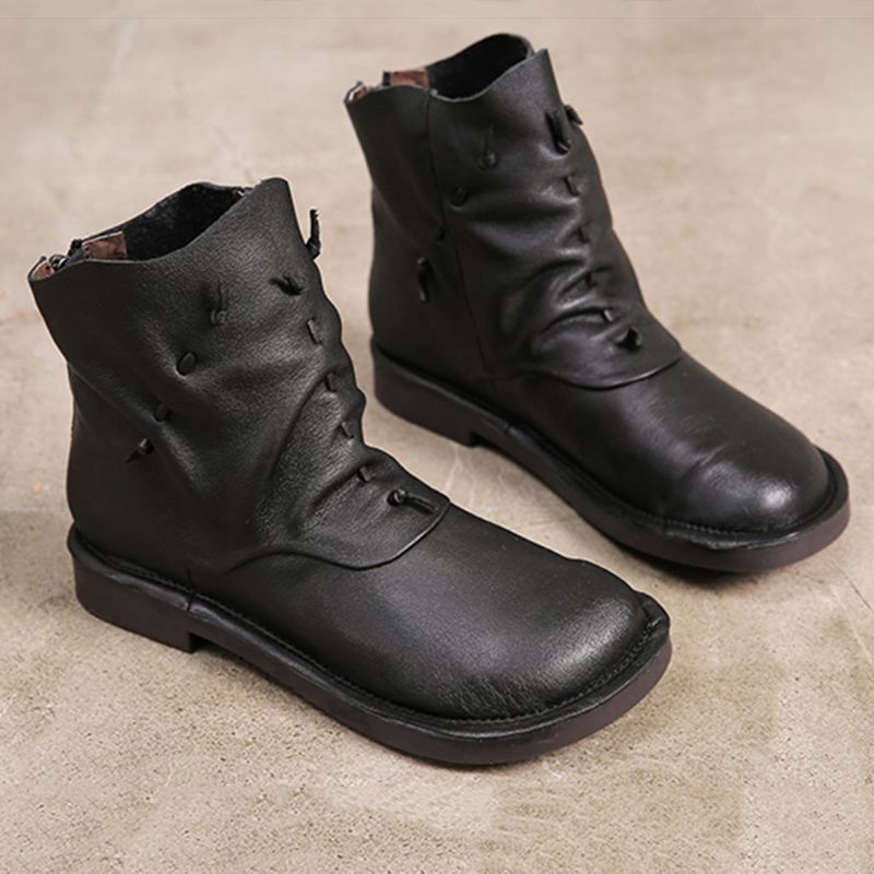 Bottes Courtes Décontractées En Cuir Faites À La Main Rétro | Chaussures Cadeaux