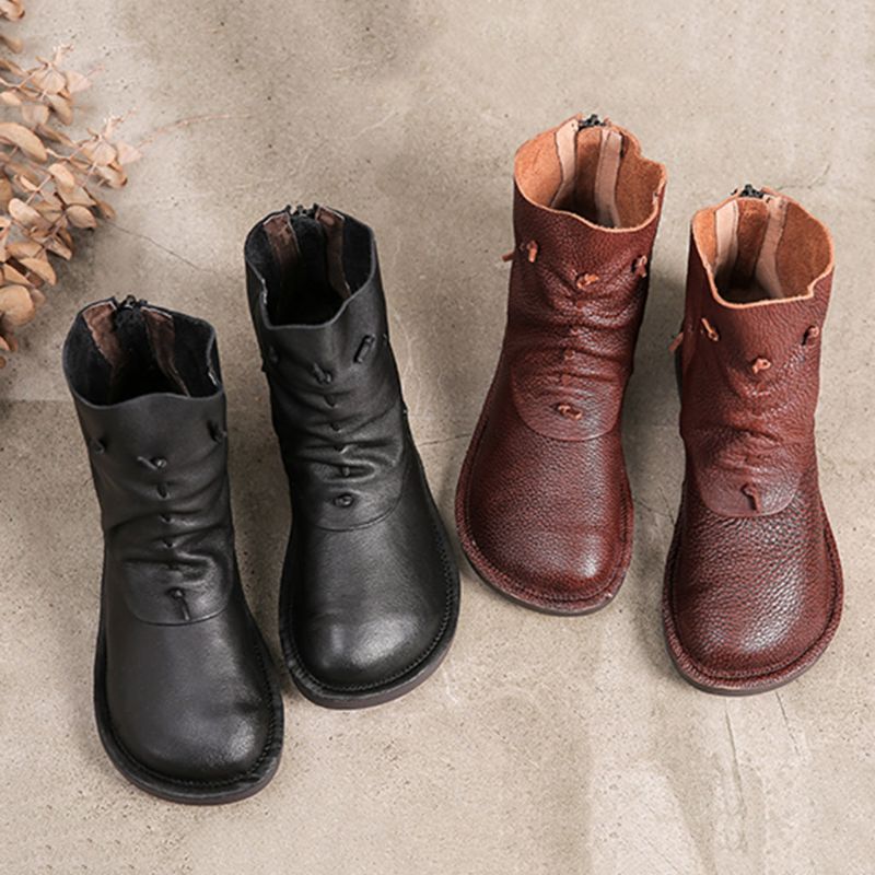 Bottes Courtes Décontractées En Cuir Faites À La Main Rétro | Chaussures Cadeaux