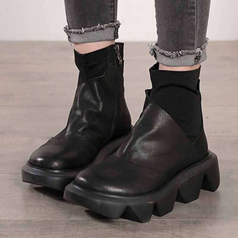 Bottes Courtes Épaisses En Cuir D'hiver | Chaussures Cadeaux