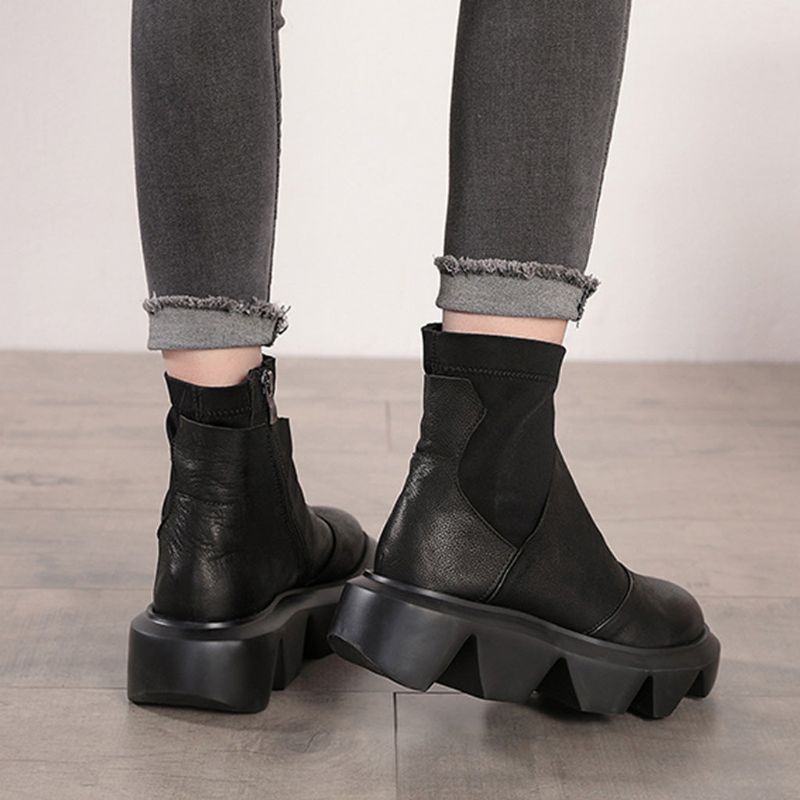 Bottes Courtes Épaisses En Cuir D'hiver | Chaussures Cadeaux