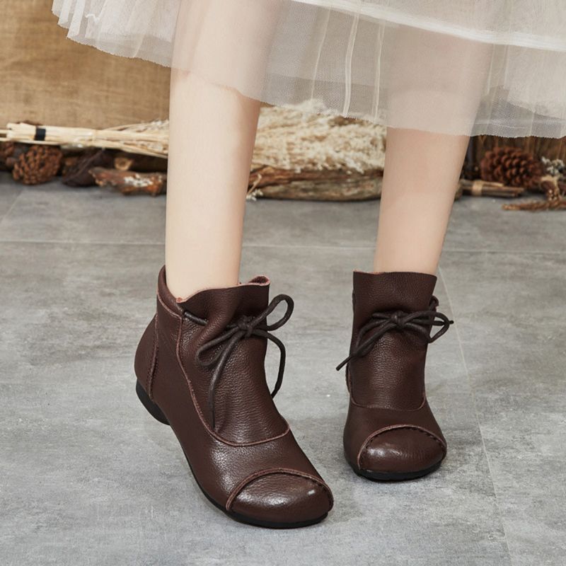 Bottes Courtes Faites À La Main En Cuir Rétro | Chaussures Cadeaux