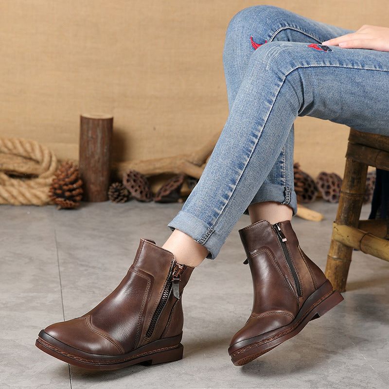 Bottes Courtes Pour Femmes En Cuir De Vache | Chaussures Cadeaux