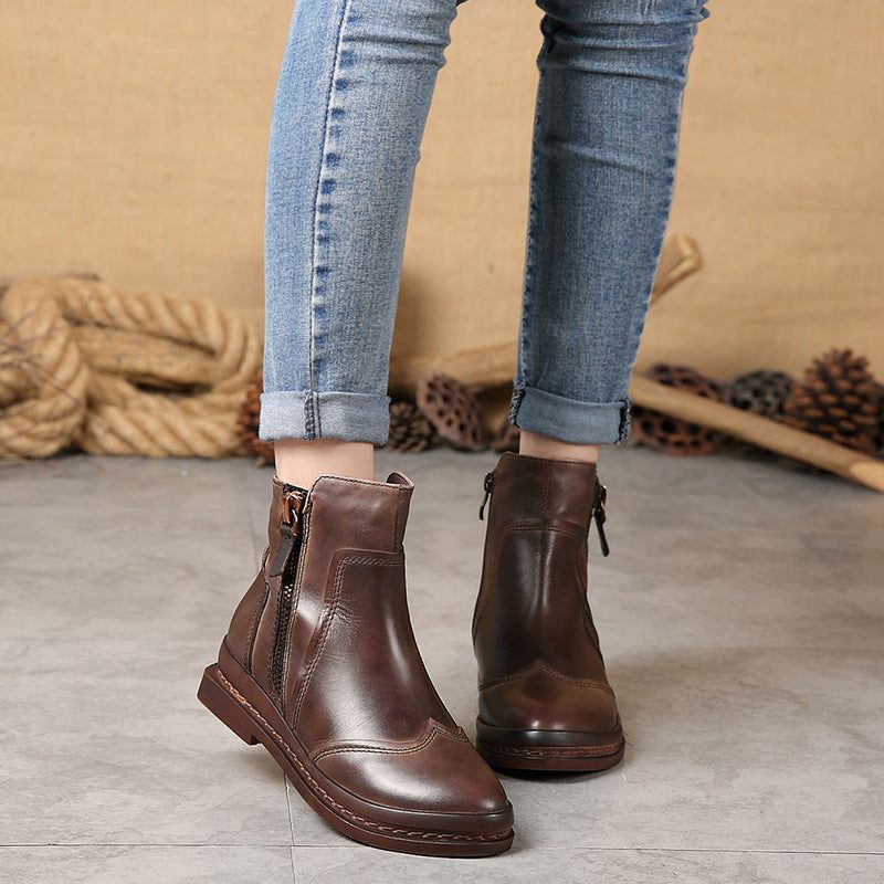 Bottes Courtes Pour Femmes En Cuir De Vache | Chaussures Cadeaux