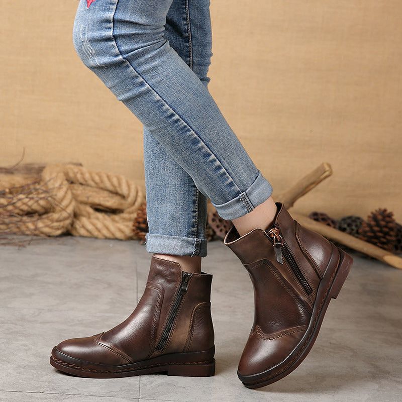 Bottes Courtes Pour Femmes En Cuir De Vache | Chaussures Cadeaux