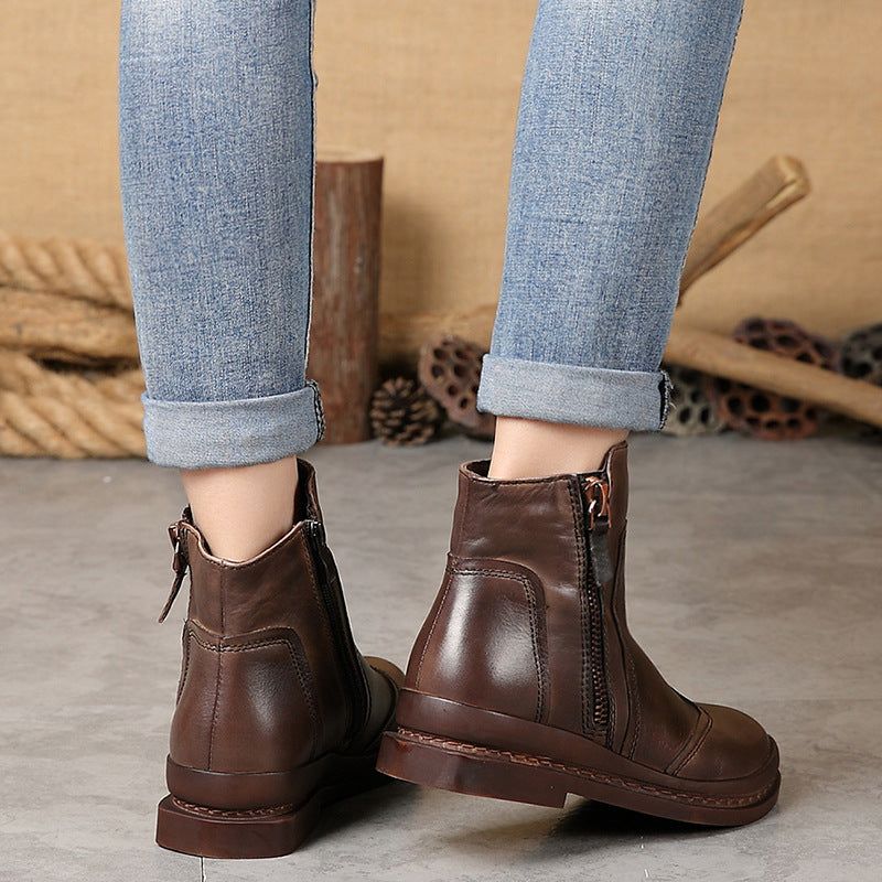 Bottes Courtes Pour Femmes En Cuir De Vache | Chaussures Cadeaux