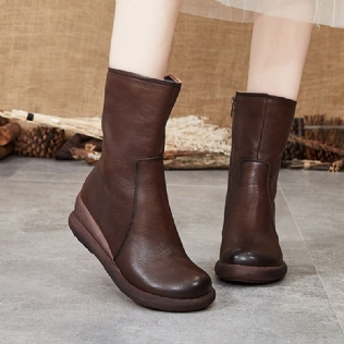 Bottes Courtes D'hiver En Cuir Rétro Faites À La Main | Chaussures Cadeaux