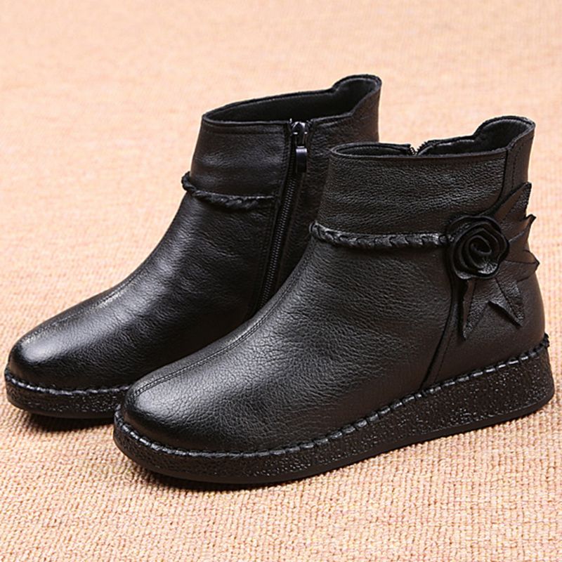 Bottes Courtes Rétro En Cuir Automne Hiver | Chaussures Cadeaux 36-41