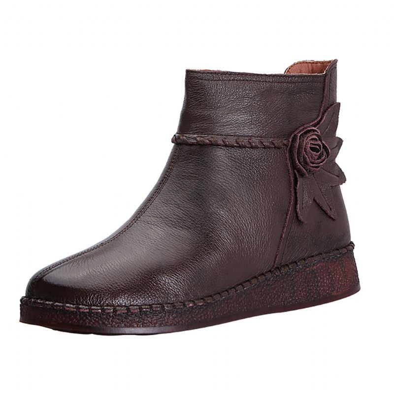 Bottes Courtes Rétro En Cuir Automne Hiver | Chaussures Cadeaux 36-41