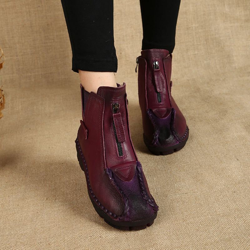 Bottes Courtes Rétro Faites À La Main En Cuir D'hiver | Chaussures Cadeaux