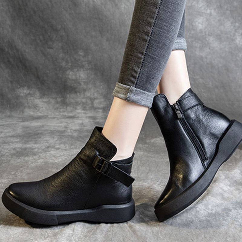 Bottes En Cuir À Boucle Pour Femmes | Taille 10 Mise À Jour