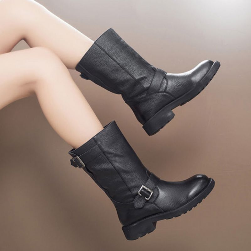 Bottes En Cuir Pour Femmes À La Mode Automne-hiver | Chaussures Cadeaux