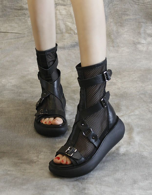 Bottes D'été En Cuir Faites À La Main De Style Punk