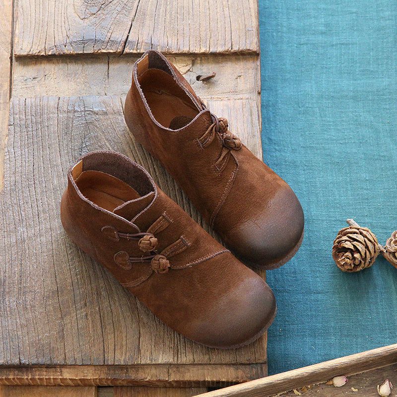 Bottes Pour Femmes Confortables Faites À La Main En Cuir Rétro