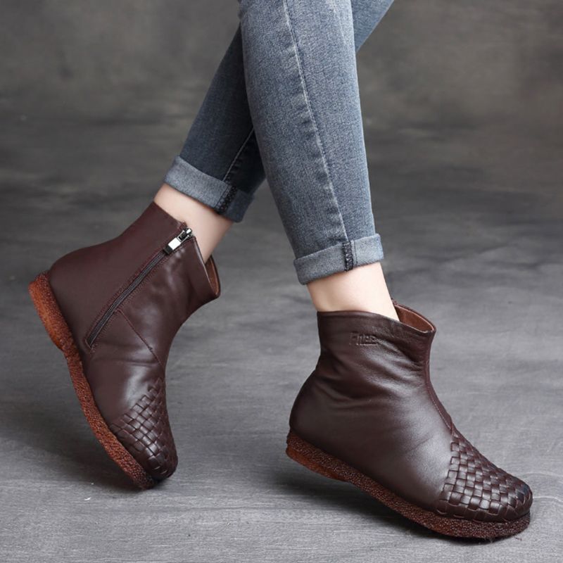 Bottes Pour Femmes En Cuir Rétro Automne Hiver 35-42 | Chaussures Cadeaux