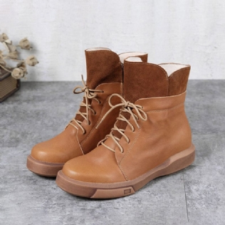 Bottes Pour Femmes En Cuir Rétro Faites À La Main