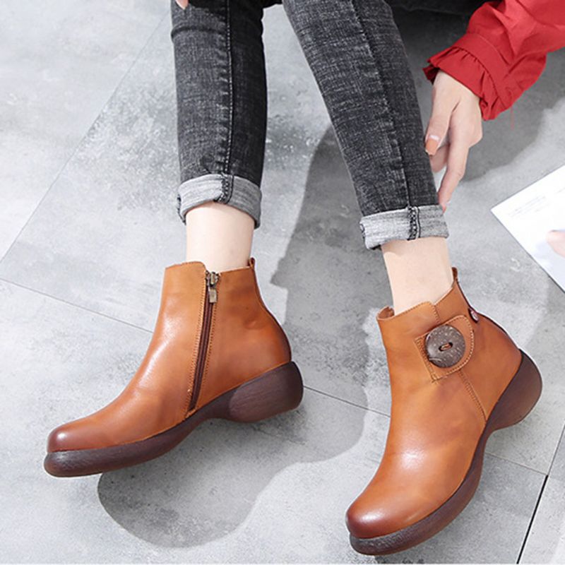 Bottes Pour Femmes Faites À La Main En Cuir Rétro D'automne | Chaussures Cadeaux