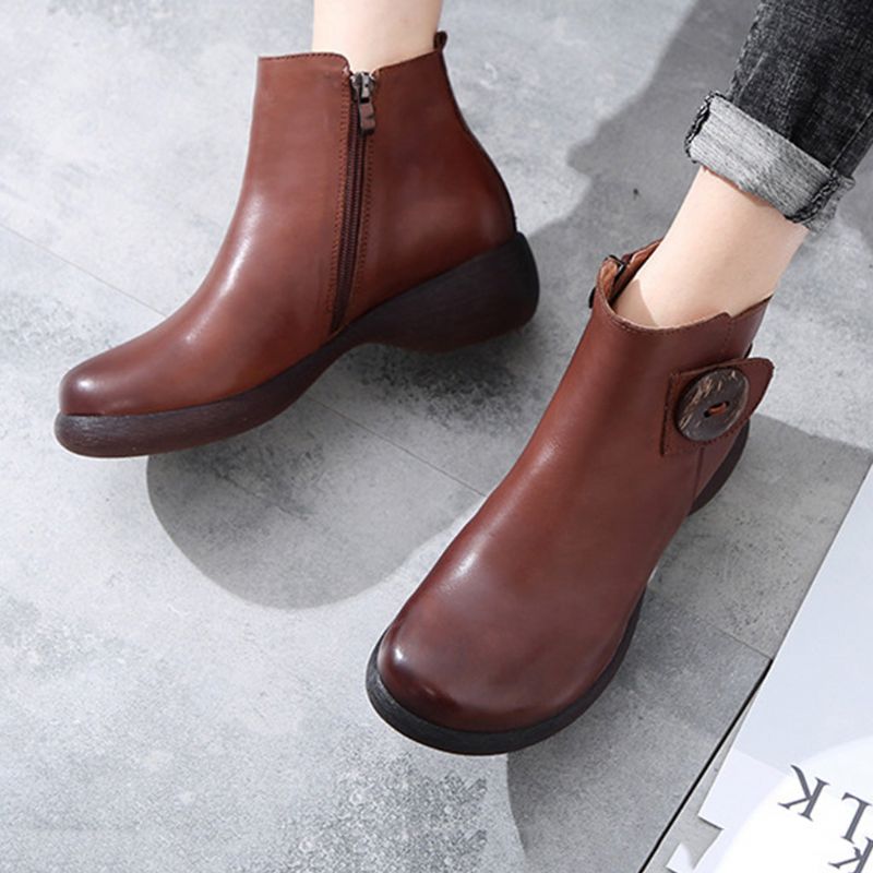 Bottes Pour Femmes Faites À La Main En Cuir Rétro D'automne | Chaussures Cadeaux