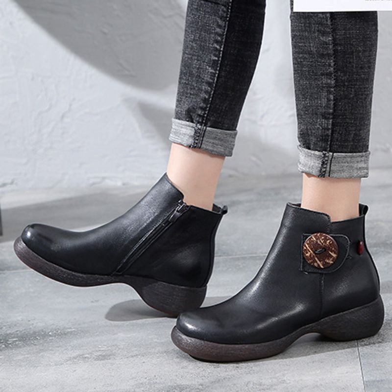 Bottes Pour Femmes Faites À La Main En Cuir Rétro D'automne | Chaussures Cadeaux