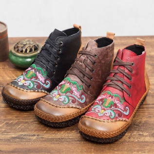 Bottes Pour Femmes Faites À La Main En Cuir Rétro Vintage D'automne | Chaussures Cadeaux