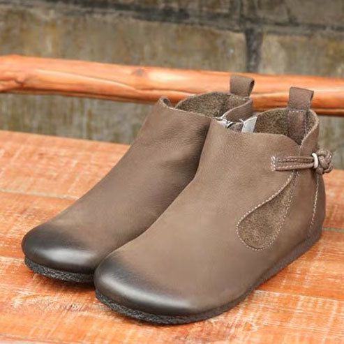 Bottes Pour Femmes À Fond Souple En Cuir Avec Boucle De Loisirs