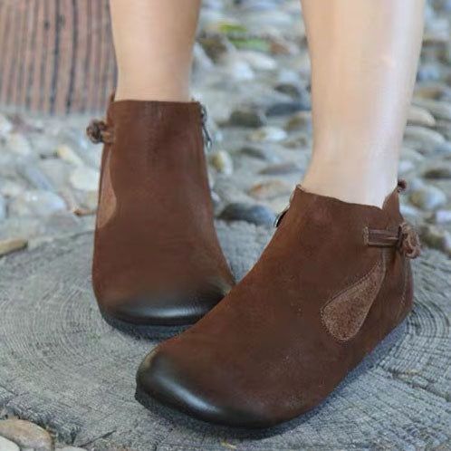 Bottes Pour Femmes À Fond Souple En Cuir Avec Boucle De Loisirs