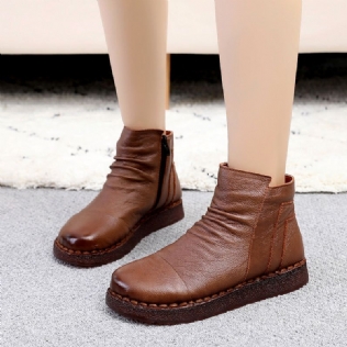 Bottes D'hiver En Cuir Rétro Pour Femmes | Chaussures Cadeaux 35-41