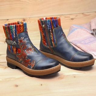 Bottes D'hiver Pour Femmes Ethniques Vintage En Cuir Faites À La Main 36-42