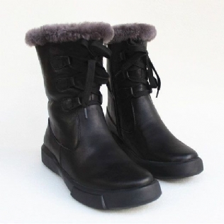 Bottes D'hiver Mi-longues En Cuir Pur | Chaussures Cadeaux | 35-41