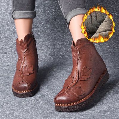 Bottes D'hiver Rétro En Cuir Velours | Chaussures Cadeaux