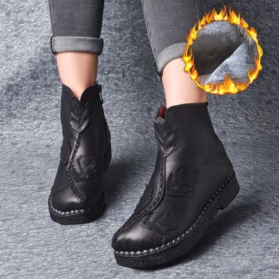 Bottes D'hiver Rétro En Cuir Velours | Chaussures Cadeaux