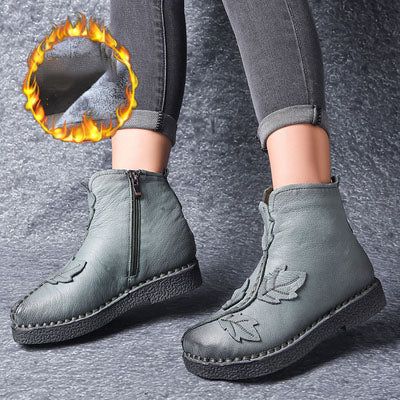 Bottes D'hiver Rétro En Cuir Velours | Chaussures Cadeaux