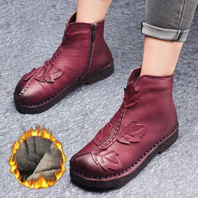 Bottes D'hiver Rétro En Cuir Velours | Chaussures Cadeaux